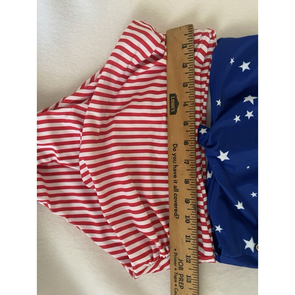 ZAFUL FOREVER YOUNG Bikini Set Red/White Blue Patriotic Women’s SZ 4 Swimwear - Picture 7 of 11